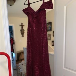 Merlot Off the Shoulder Dress